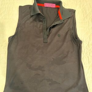 G/FORE black Sleeveless Polo with red Accents
